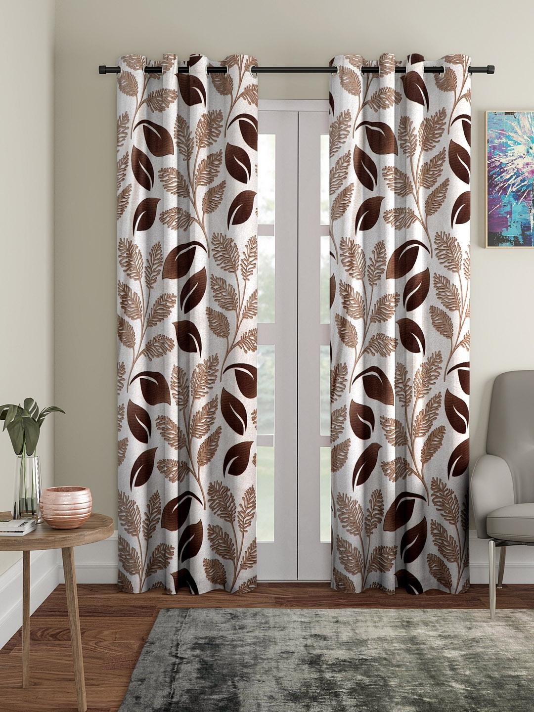 Buy Cortina Brown Set Of 2 Printed Door Curtains -  - Home for Unisex