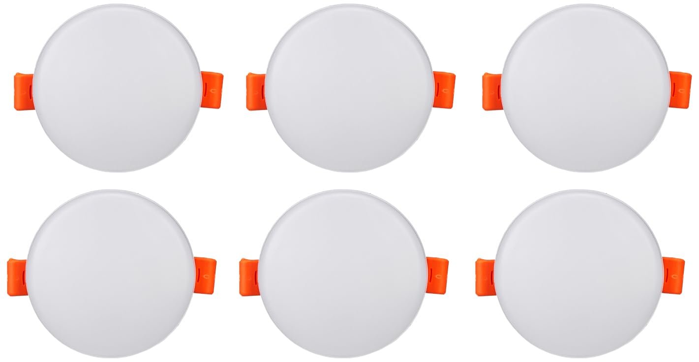 Bajaj Polycarbonate Celesta LED Downlight 3-in-1 Colour | 5W LED Downlight | for Smaller Spaces | Long Life of 25000 Hours (Pack of 6)