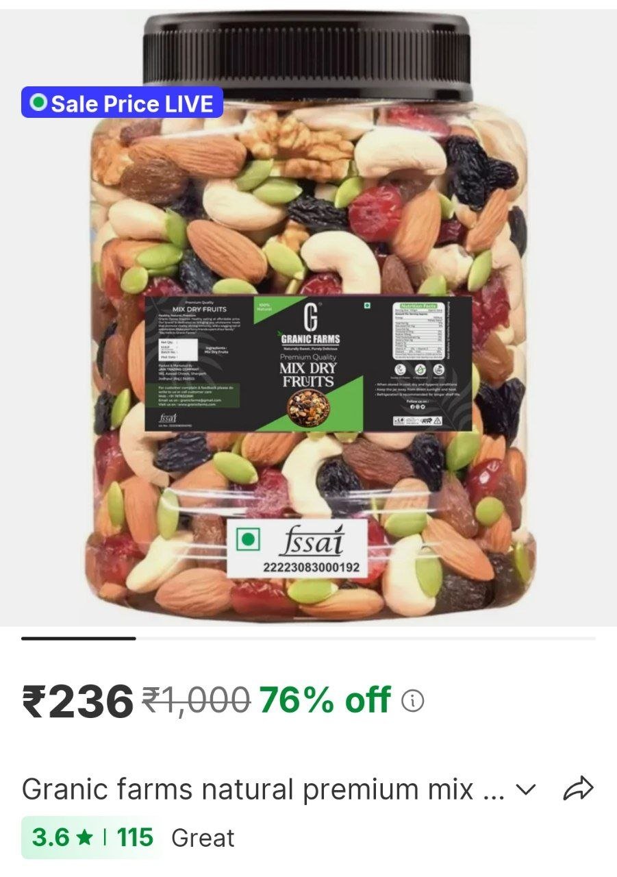 Granic Farms Natural Premium Mix Dry Fruits |Healthy Nutmixed| Assorted Fruits & Nuts Price in India - Buy Granic Farms Natural Premium Mix Dry Fruits |Healthy Nutmixed| Assorted Fruits & Nuts