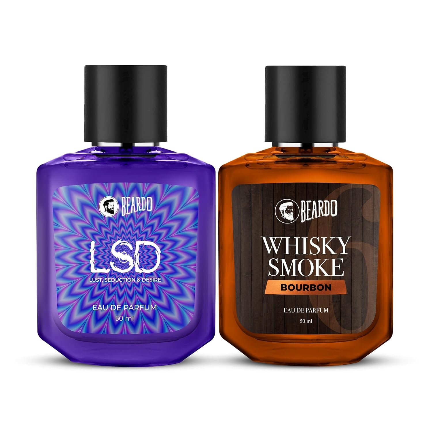 Beardo Whiskey Smoke Bourbon & LSD Perfume For Men (50Ml X Pack Of 2) | Concentrated Sprays - Long Lasting Fragrance | Long Lasting Perfume for Men | Date Night Perfume For Men | Gift for Men | Gi