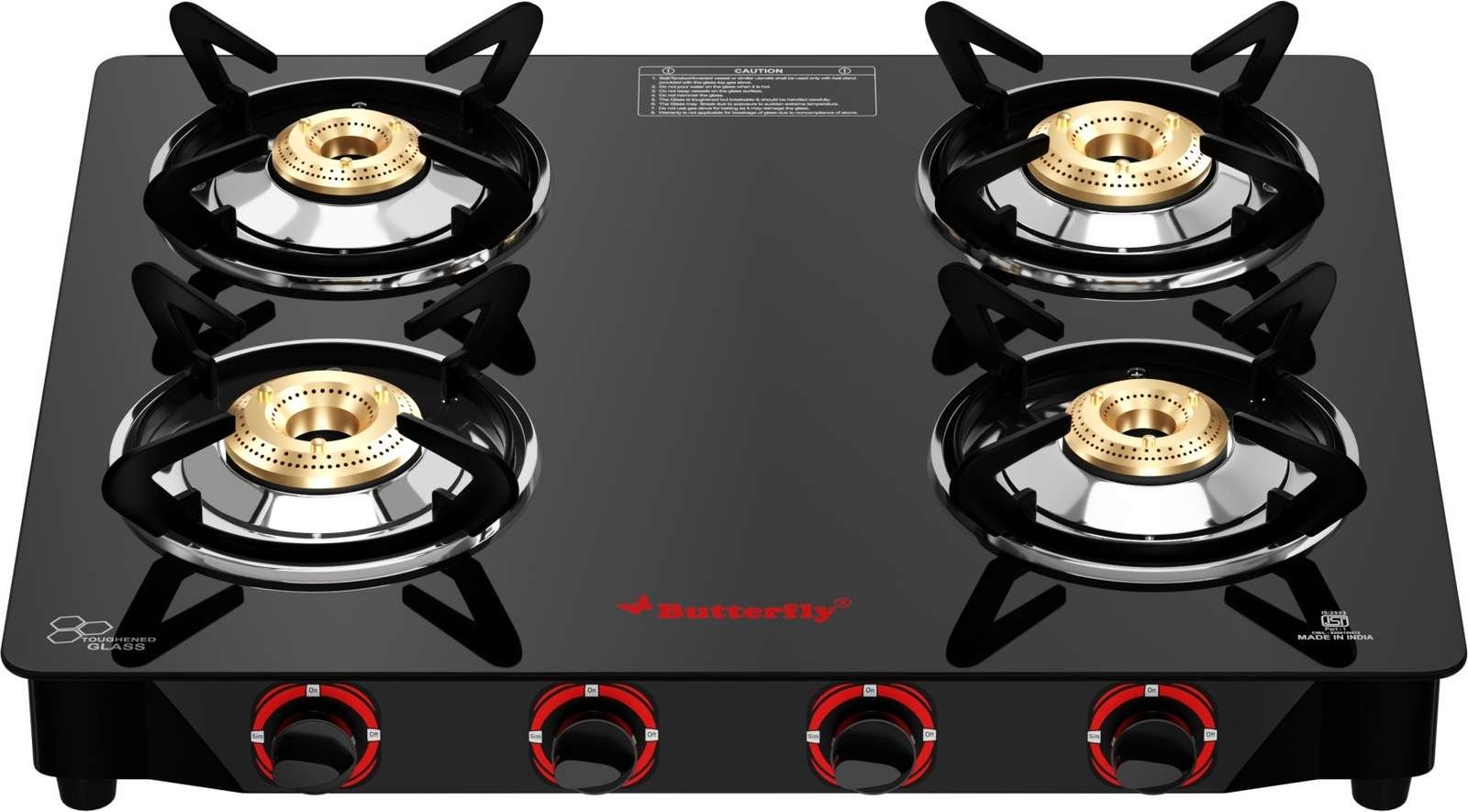 butterfly rapid 4 glass manual gas stove