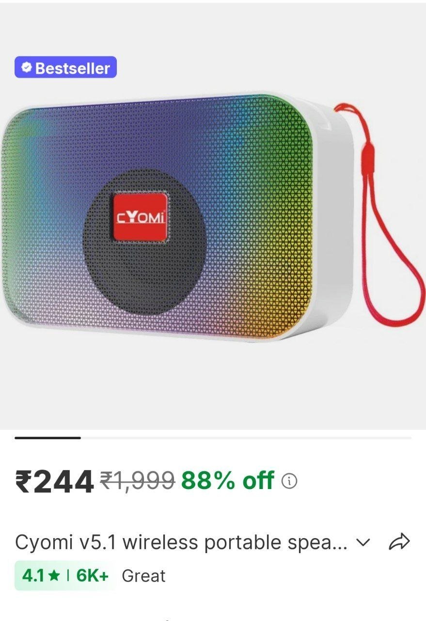 CYOMI V5.1 Wireless Portable Speaker with RGB Lights - 8H Playtime, Immersive Audio 5 W Bluetooth Speaker Price in India - Buy CYOMI V5.1 Wireless Portable Speaker with RGB Lights - 8H Playtime, Immer