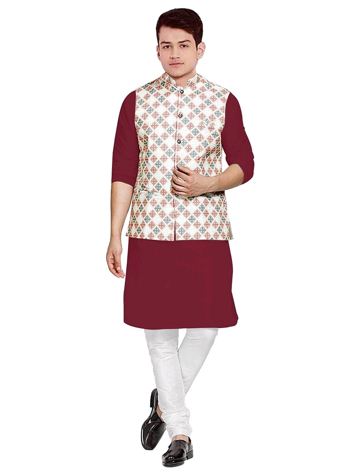 OS MEN'S 3 PCS COMBO SET | KURTA + PYJAMA + NERHU JACKETS|COTTON KURTA PYAJAMS | SARTIN NERHU JACKET| SIZE M TO 2XL|