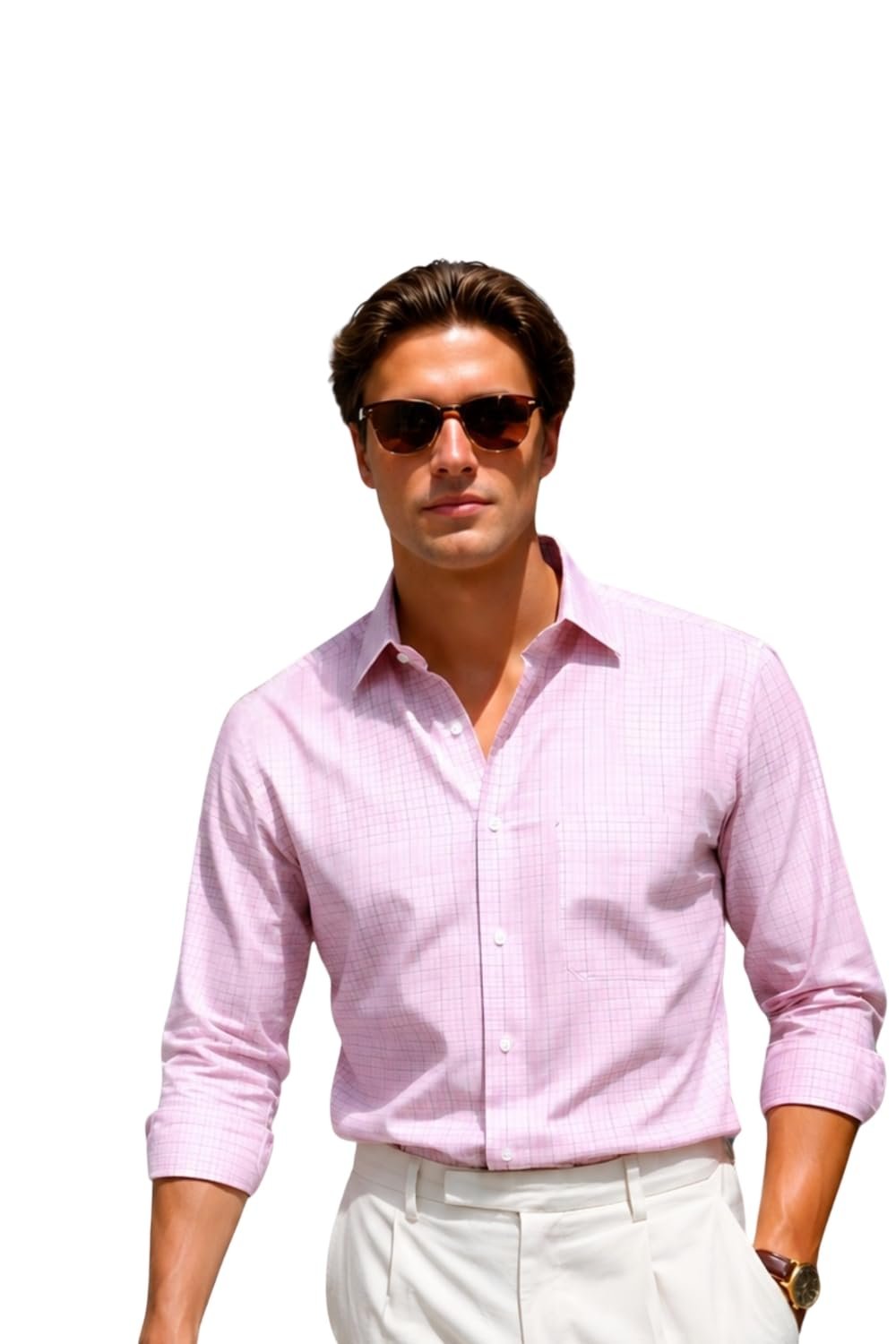 Louis Philippe Men's Slim Fit Easy to Iron Everyday wear Premium Cotton Full Sleeve Checks Formal Shirt