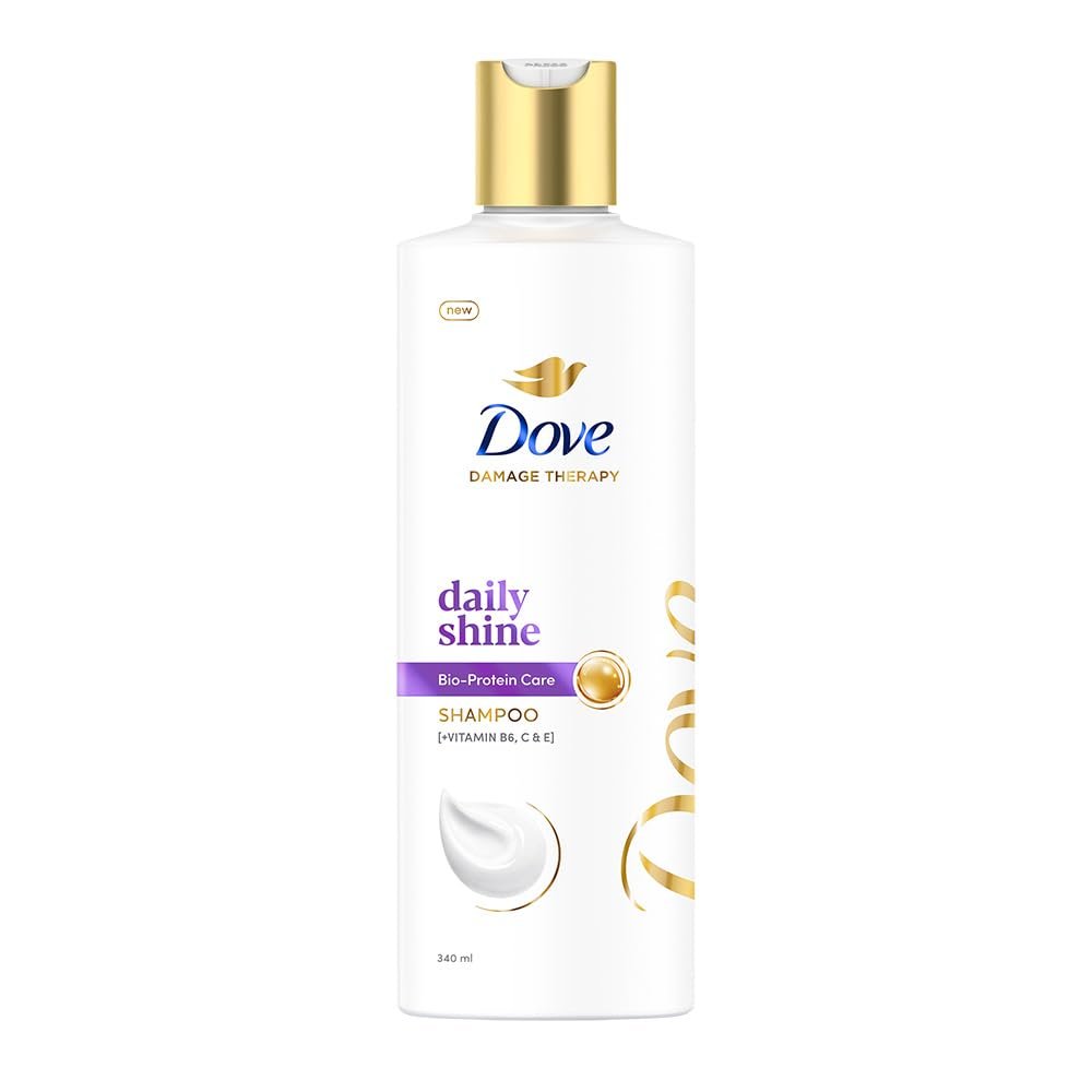 Dove Daily Shine Shampoo 340 ml|| For Dry and Damaged|| Strengthening Shampoo Gives Smooth and Strong Hair - Mild for Men & Women