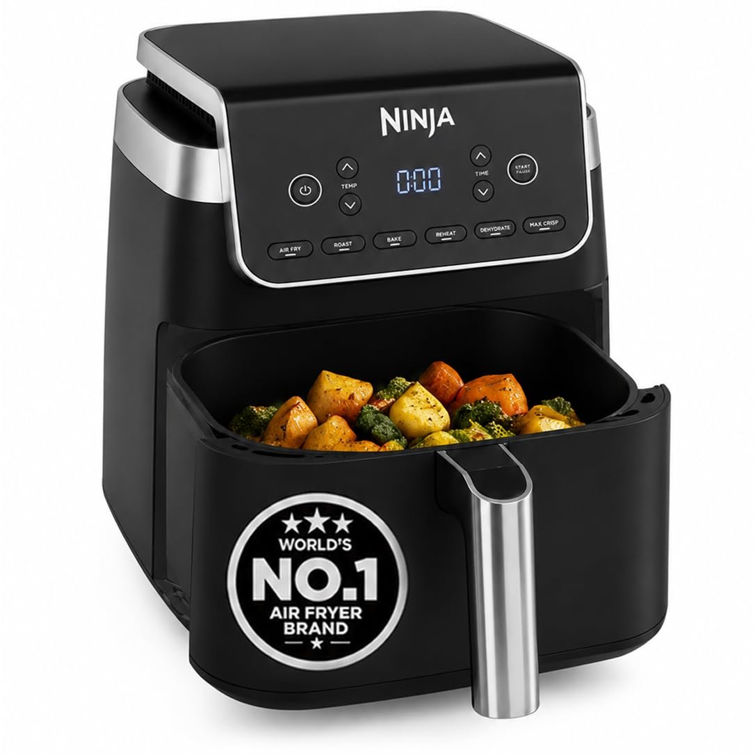 Ninja Air Fryer MAX PRO, 6.2L Air Fryer Oven 2-Year Warranty, Oil-Free Cooking, Max Crisp Technology, Variable Air Flow, Chemical Free Cooking Surface, 6-in-1 Air Fry, Roast, Bake & Reheat, Black