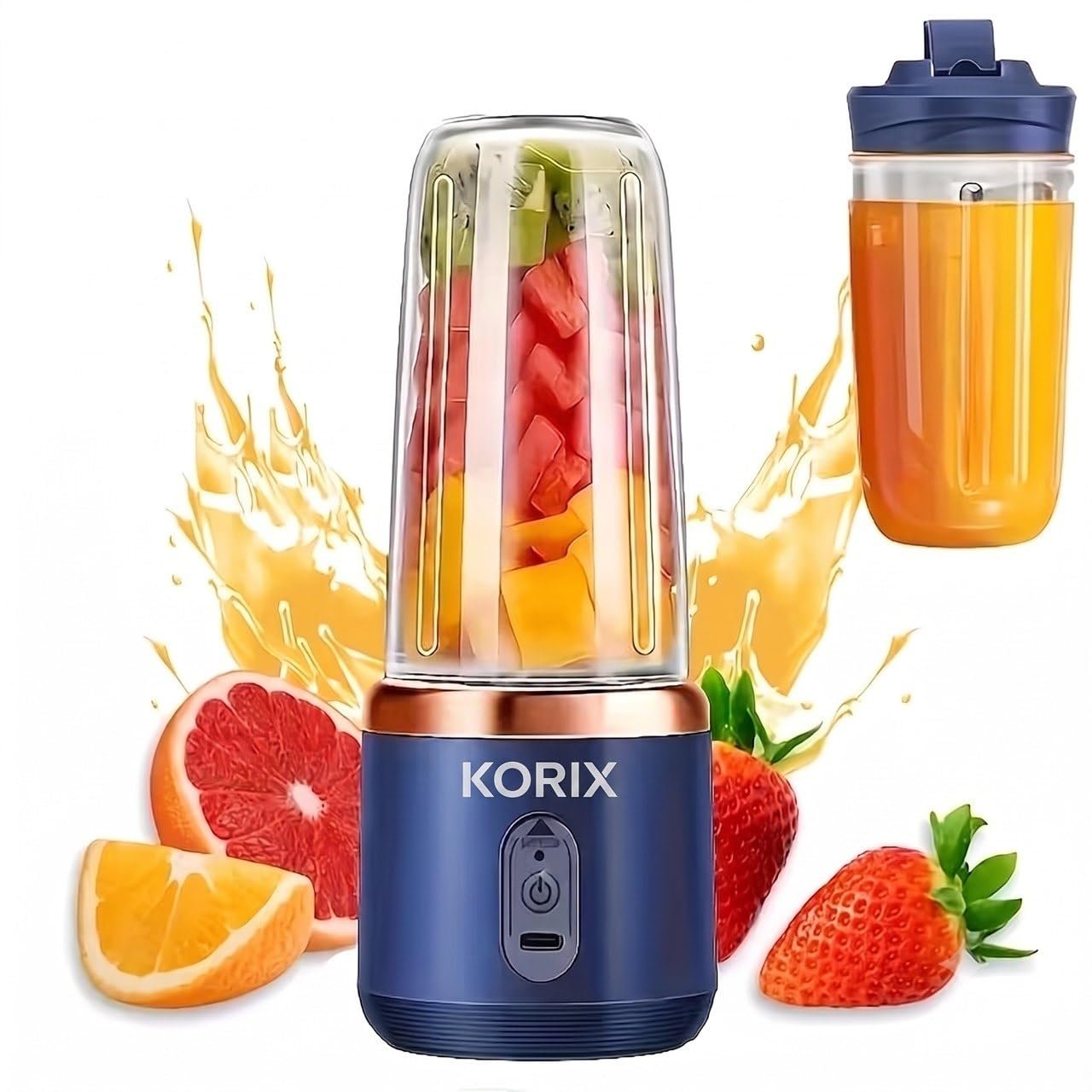 Portable Blender Electric Juicers Fruit Mixers USB Rechargeable Smoothie Mini Personal Juicer 6 Blades 3Gears With 1500 Mah Rechargeable Battery-Smoothie For Kitchen A87