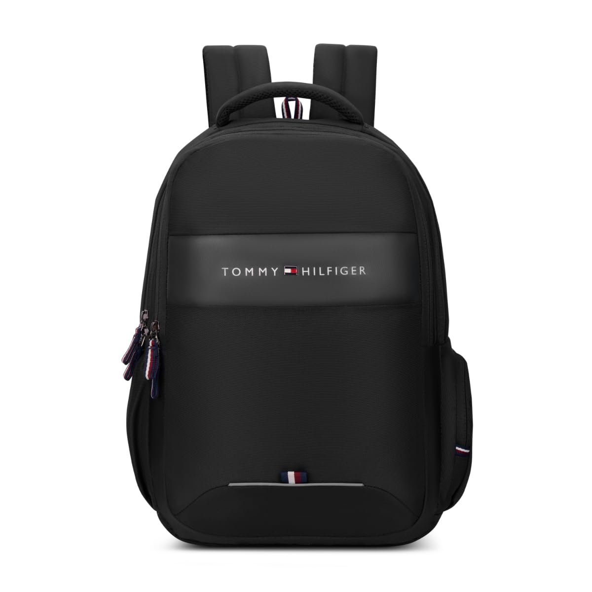 Tommy Hilfiger Joshua Polyester Unisex 15 Inch Laptop Backpack - Black | 21 Ltr Capacity| Padded & Adjustable Strap | Water Resistant | 3 Compartment | Water Bottle Holder | USB Cable holder Pocke