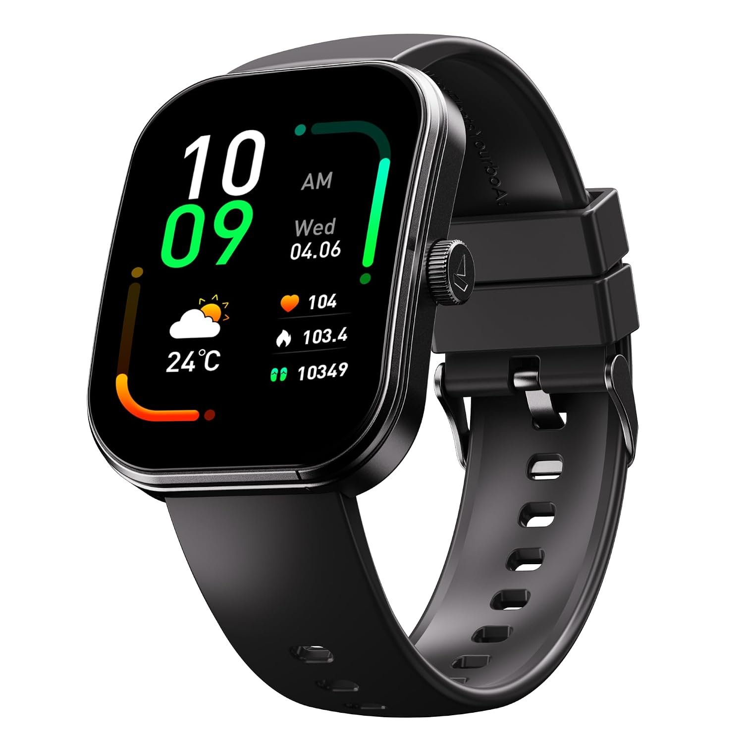 boAt Wave Sigma 3 Curv Smartwatch with 2.01” (5.33 cm) Immersive Curved Display, Metallic Finish, Functional Crown, BT Calling, Sleep, Stress, Heart Rate & SpO2 Monitoring, SOS, IP68 (Black Active