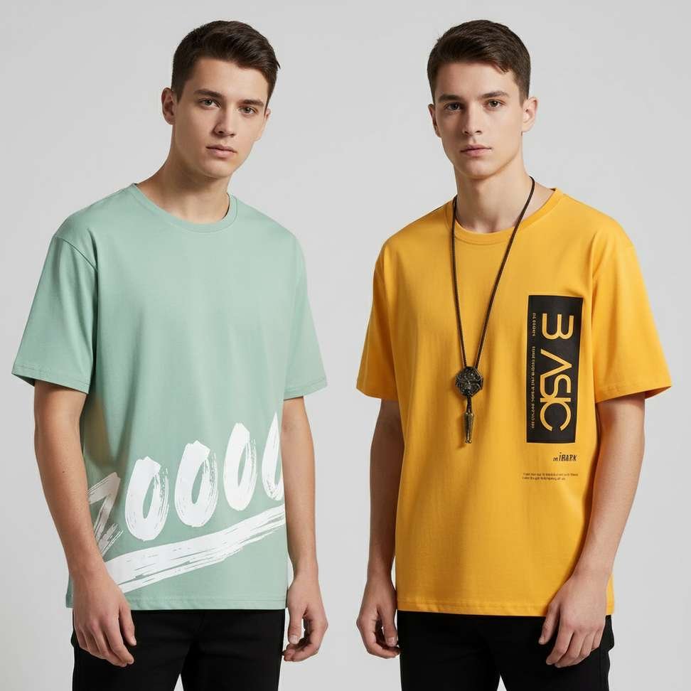 axxitude printed men yellow green t shirt