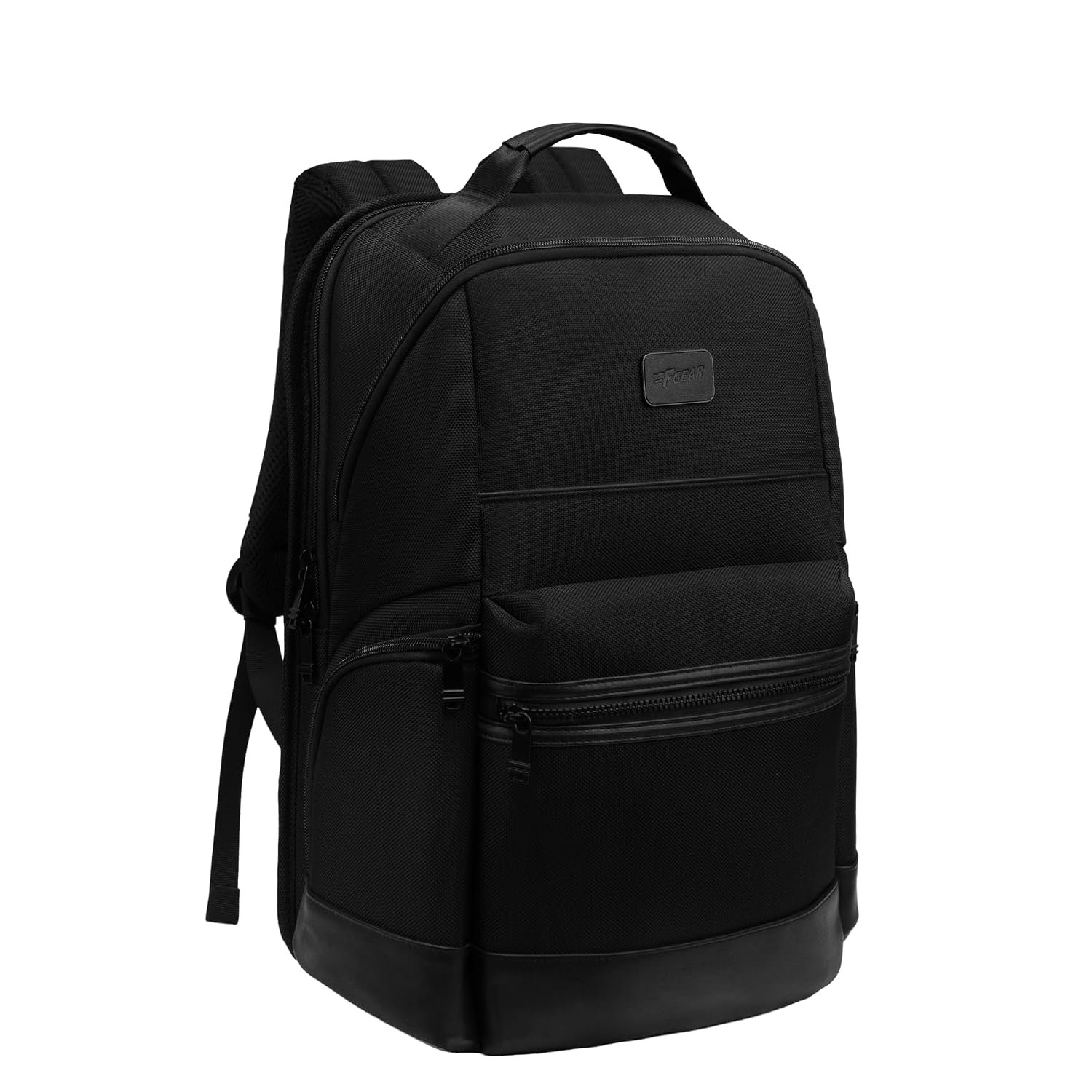 F Gear Varello 23L Premium Black Tech Laptop Backpack|USB & Type-C Charging Ports|2 Compartments, 3 Pockets|Fits 17-inch Laptop|Water-Resistant, Tablet Sleeve, Luggage Strap|Work & Travel Back