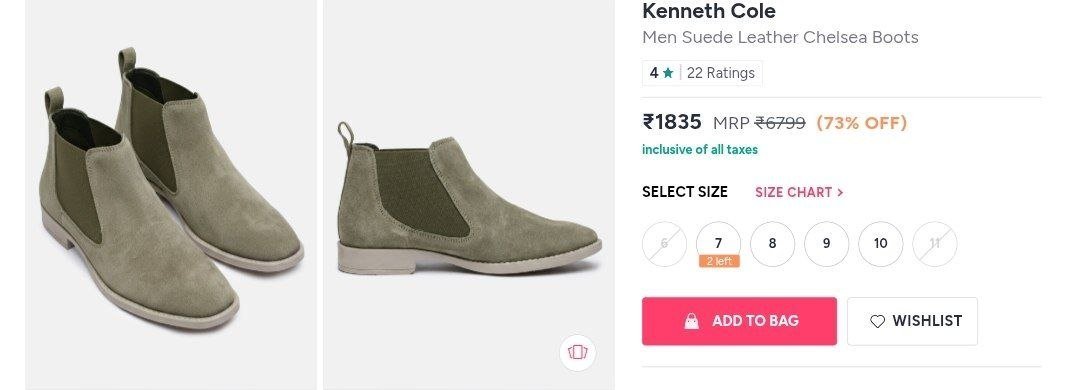 Buy Kenneth Cole Men Suede Leather Chelsea Boots -  - Footwear for Men