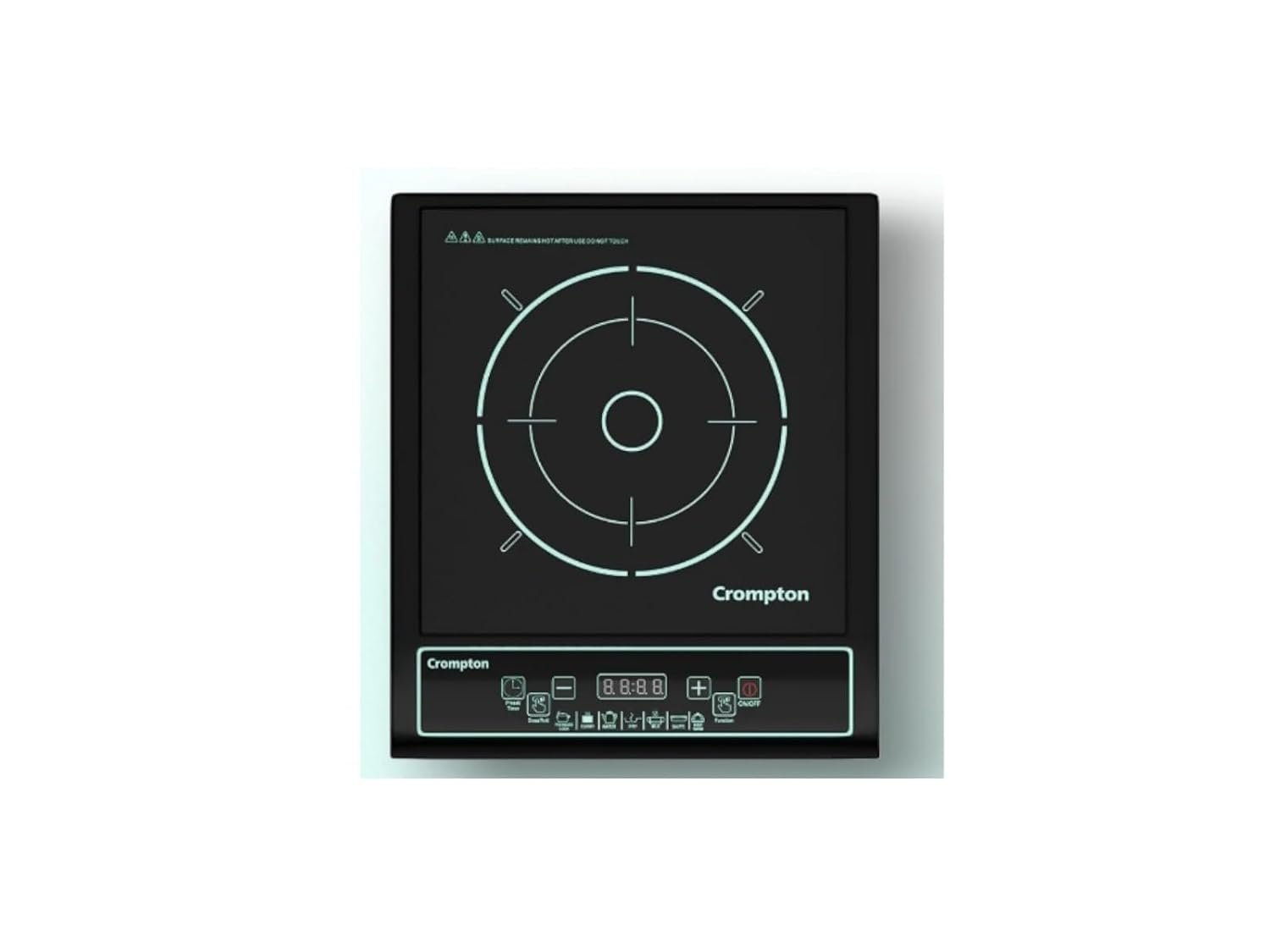 Crompton Instaserve 1200W Induction Cooktop with 11 Feather Touch Buttons | 8 Pre-Set Cook Menus | Overvoltage Protection | Energy Efficient Electric Cooker for Kitchen
