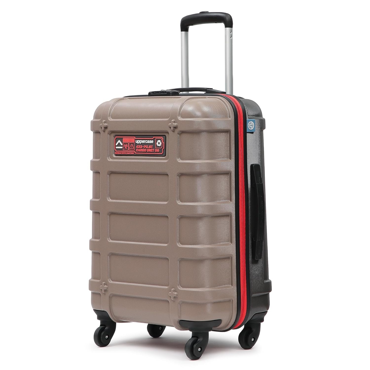 uppercase Cargo 66cm(Medium) Checkin Trolley Bag Dual-Tone Sustainable Hardsided Luggage Secure Combination Lock Scratch-Proof Surface Mesh ConviPack Suitcase 4 Spinner Wheel for Men & Women(Taupe