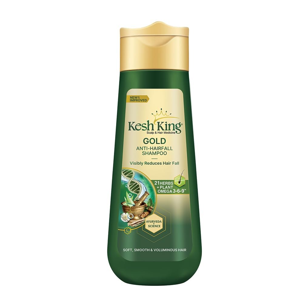 Kesh King Gold Anti Hairfall Shampoo, Reduces Hair Fall, Makes Hair Strong, Strengthens, Nourishes & Conditions, For Soft, Smooth & Voluminous Hair, For Men & Women, 340 ml