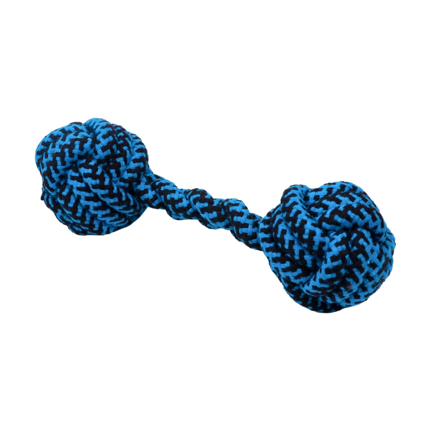 Knotted Dumbbell Rope for Dogs and Pets |Durable Chew Cotton Knotted Dumbbell Shape Tug Rope Toy |Chewing and Teething for Dogs and Puppies Woven Rope Dog Toy, 23 cm (Blue)