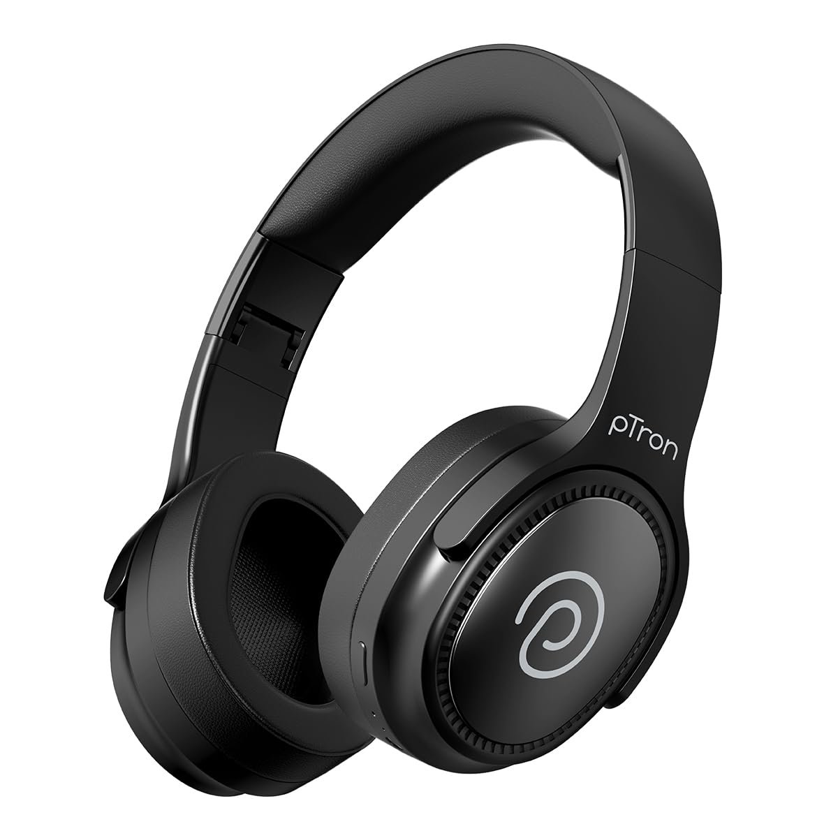 pTron Studio Pro w/ 65Hrs Playtime, Wireless Over Ear Headphones w/HD Mic, Dual Device Pairing, TruTalk AI-ENC Calls, Low-Latency Game & Music, 40mm Drivers, BT5.4, Type-C Fast Charging (Jet Black