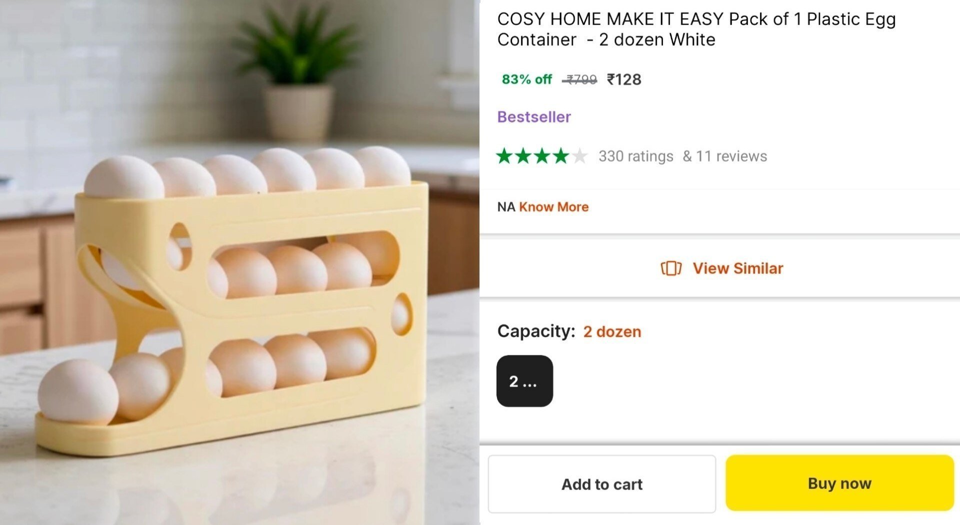 COSY HOME MAKE IT EASY Pack of 1 Plastic Egg Container  - 2 dozen White Price in India - Buy COSY HOME MAKE IT EASY Pack of 1 Plastic Egg Container  - 2 dozen White online at Shopsy.in