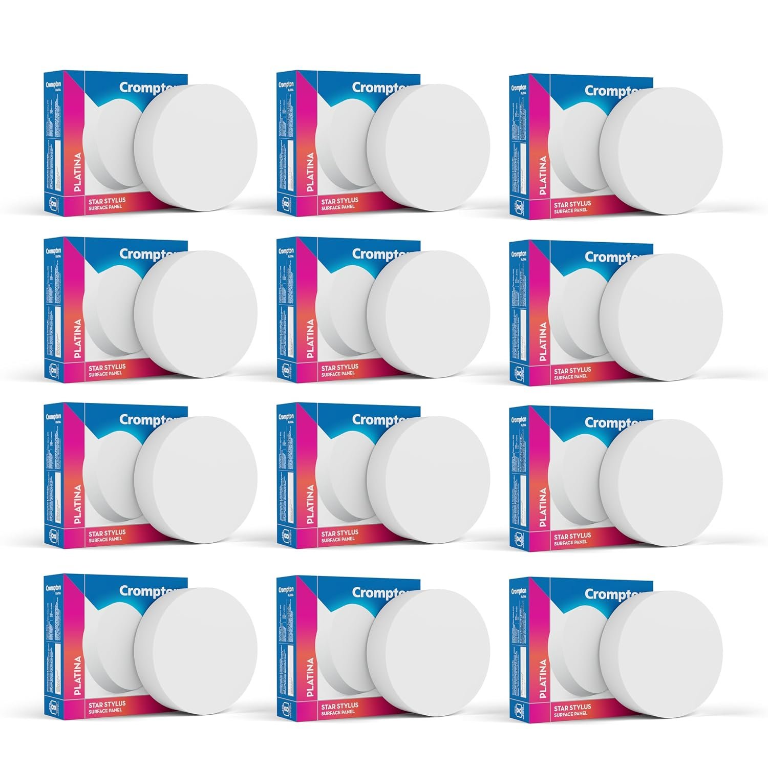 Crompton Star Stylus Surface Mounted Downlighter 18W Round Cool White | Pack of 12 | NO False Ceiling required, Outer Dimension: 156 mm | For Hall, Bedroom, Kitchen, Office, Store