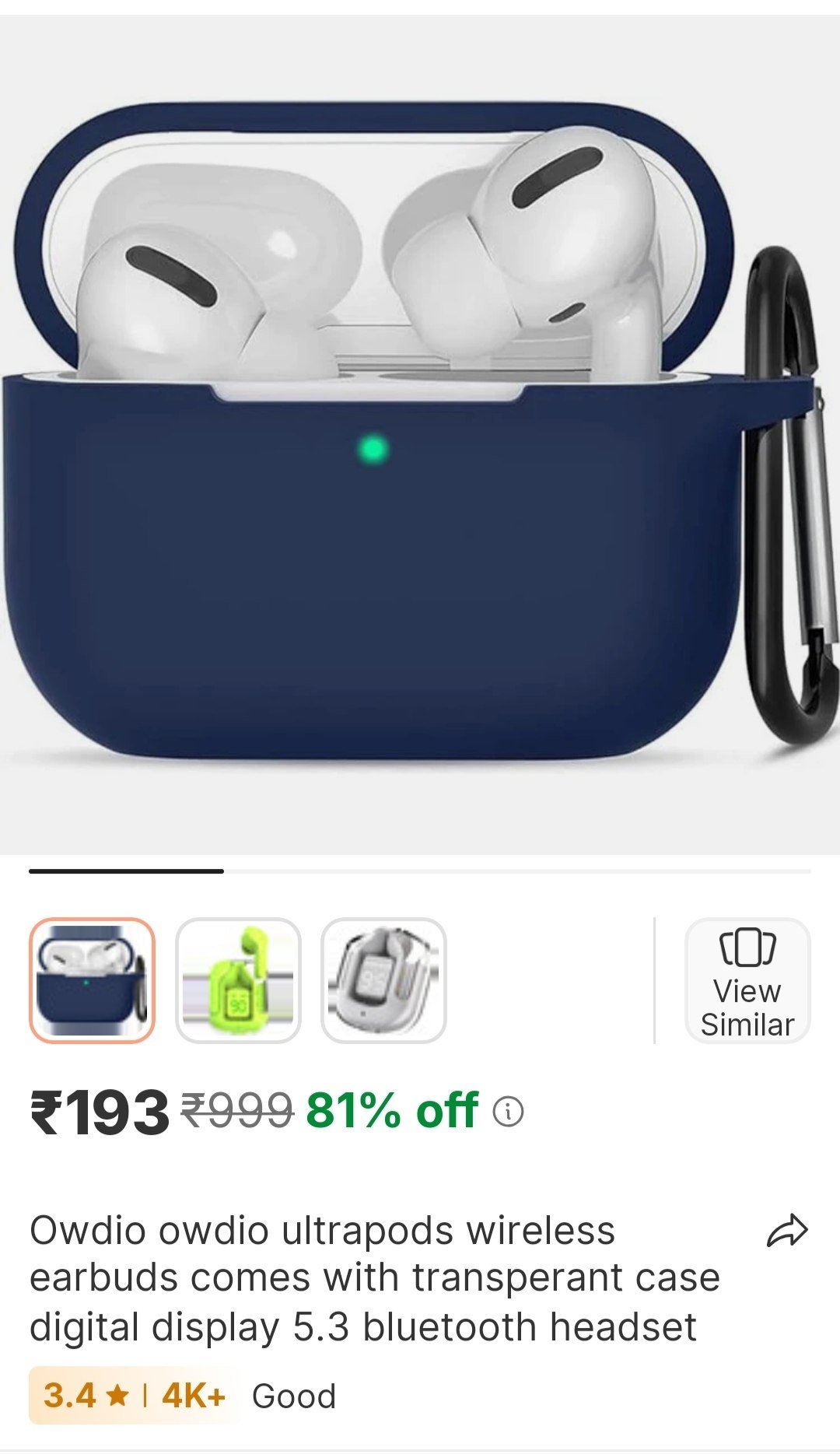OWDIO OWDIO Ultrapods Wireless Earbuds Comes with transperant case Digital Display 5.3 Bluetooth Headset Price in India - Buy OWDIO OWDIO Ultrapods Wireless Earbuds Comes with transperant case Digital