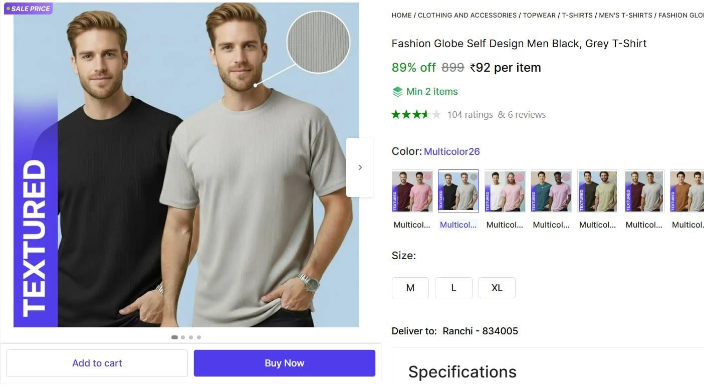 Fashion Globe Self Design Men Black, Grey T-Shirt Price in India - Buy Fashion Globe Self Design Men Black, Grey T-Shirt online at Shopsy.in