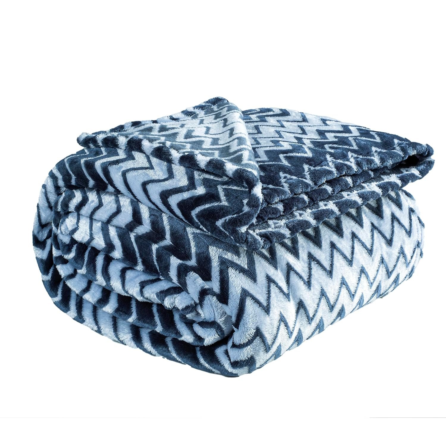 Amazon Brand - Umi Premium Plush AC Blanket - Lightweight Luxurious Soft Zigzag Flannel Blanket, Super Soft Cozy and Comfy for Couch - (Single - 139 x 228 CM, Blue & Cream)| TC - 200