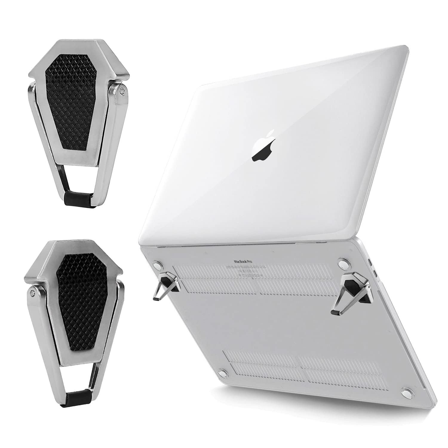 CERLINK Portable Invisible Laptop Riser Stand | Mini Aluminum Cooling Pad, Lightweight Laptop Desk Stand for MacBook, Lenovo, Dell, HP & Other Laptops (Silver)