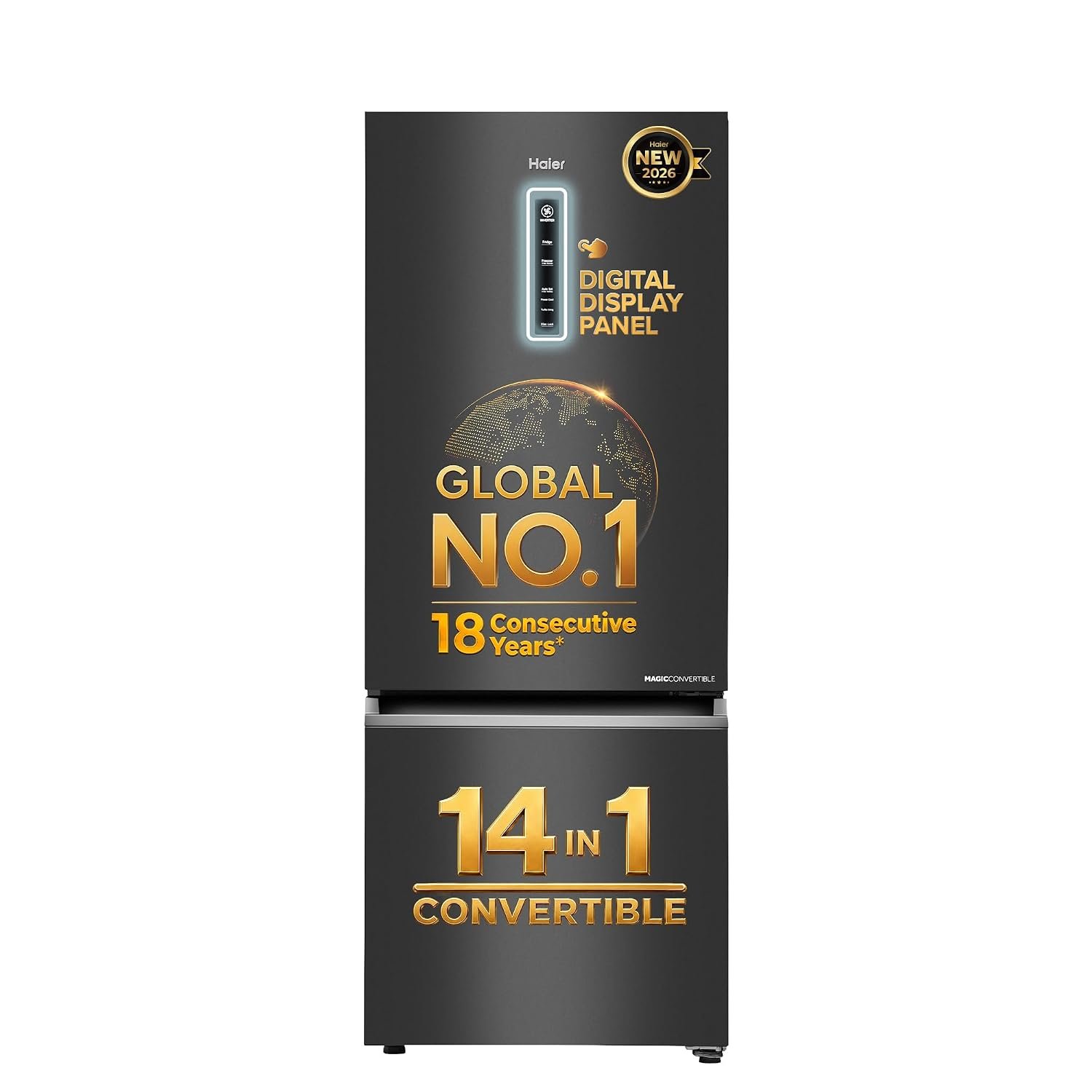 Haier 325 L 3 Star Frost Free Triple Inverter Bottom Mount Refrigerator, Digital Touch Display & 2X Bigger Fresh Storage (HEB-333GBA-P, Graphite Black, 14 In 1 Convertible Modes, 2026 Model)