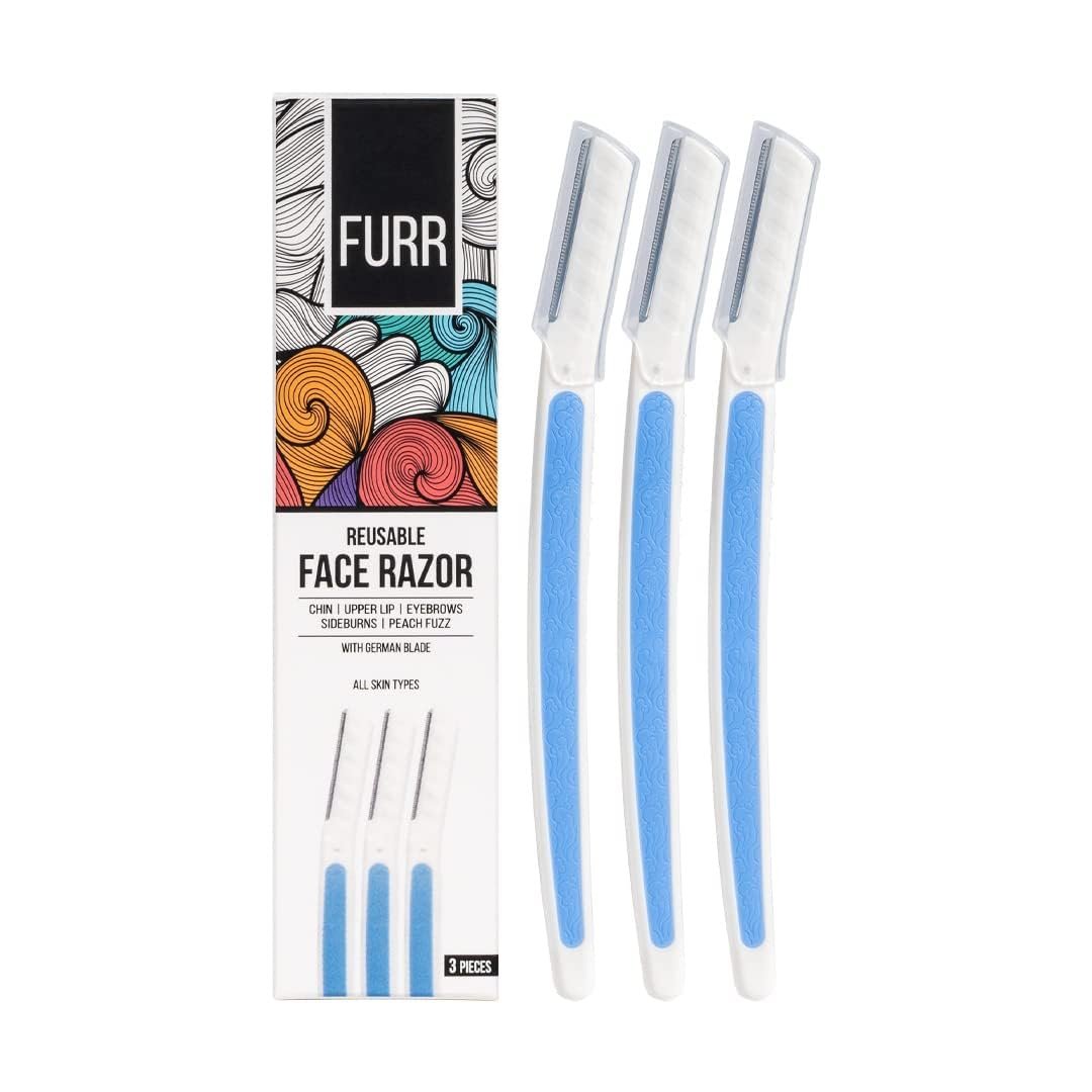 FURR Face Razor for Women | German Blade | Eyebrow Lip Chin | Pack of 3 | German Blade, Smooth & Instant Hair Removal, For Eyebrows, Upper Lip, Forehead, Chin and Sideburns
