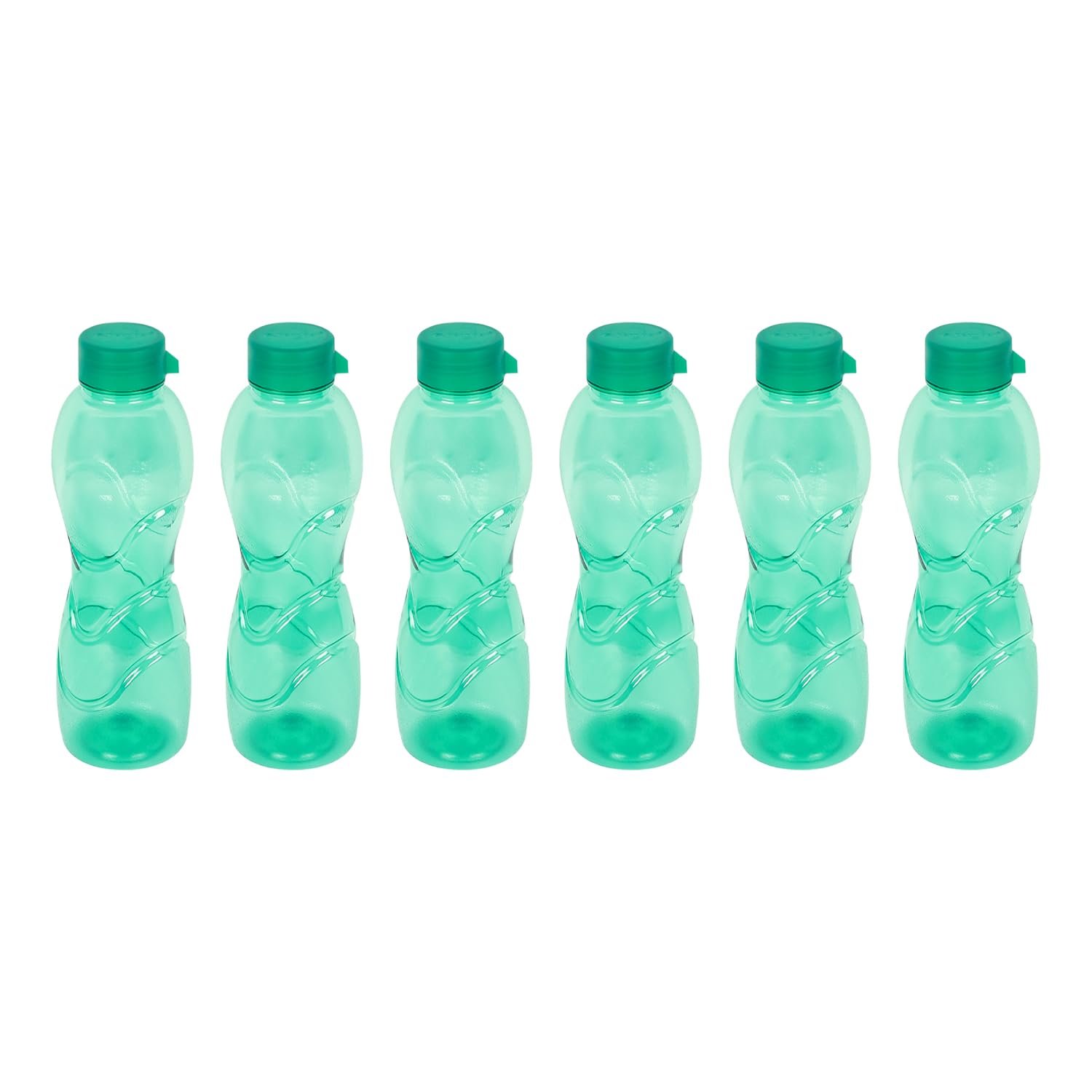 PEARLPET Trinity BPA-Free Plastic Water Bottle Set |Lightweight, Leak-Proof & Freezer Safe – Pack of 6 (1000ml Each), Green