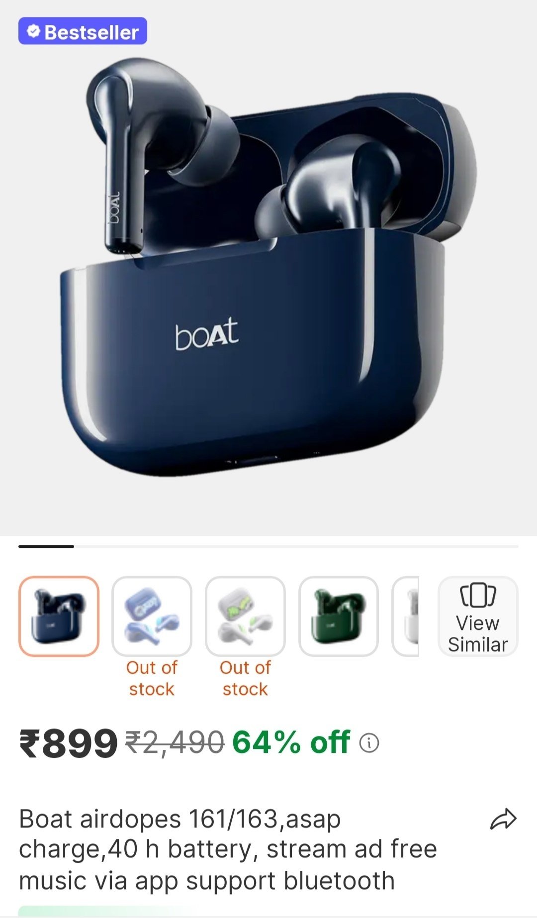boAt Airdopes 161/163,ASAP Charge,40 H Battery, Stream Ad Free Music via App Support Bluetooth Price in India - Buy boAt Airdopes 161/163,ASAP Charge,40 H Battery, Stream Ad Free Music via App Support