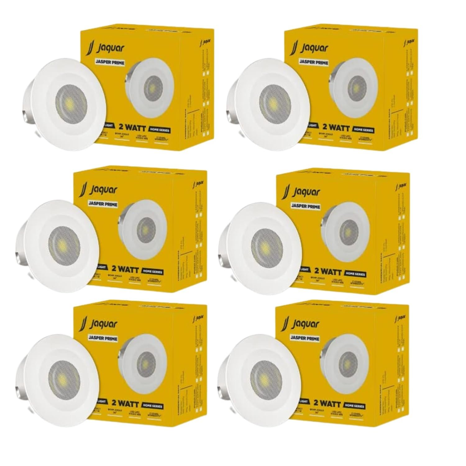 Jaquar Jasper Prime 2W LED Light Spotlight | SPOT Light for Home Ceiling | Cool White SPOT Light (Pack of 6)