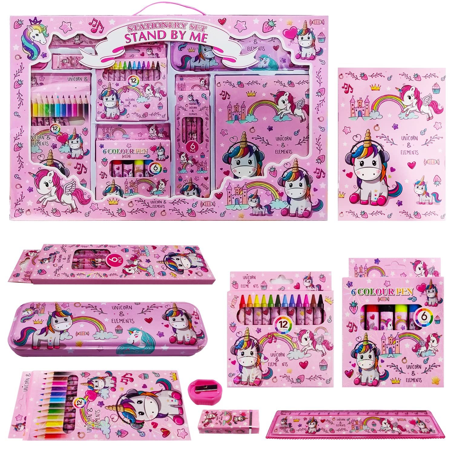 Party Propz Stationery Kit for Girls - 41 Pcs, Unicorn Stationery, Return Gift for Girl, Stationary Kit for Kids 6-12, Unicorn Gifts for Girls, Return Gifts for Birthday, Birthday Return Gifts