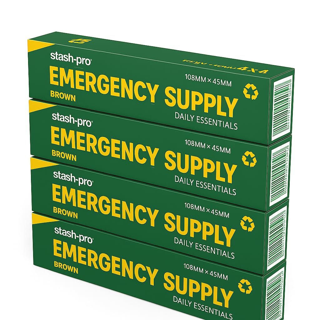 Stash-Pro Emergency Supply – 4 Brown Rolling Papers + 4 Tips per Booklet, Pack of 4 (10 Booklets Each), – 160 Papers & Tips Total