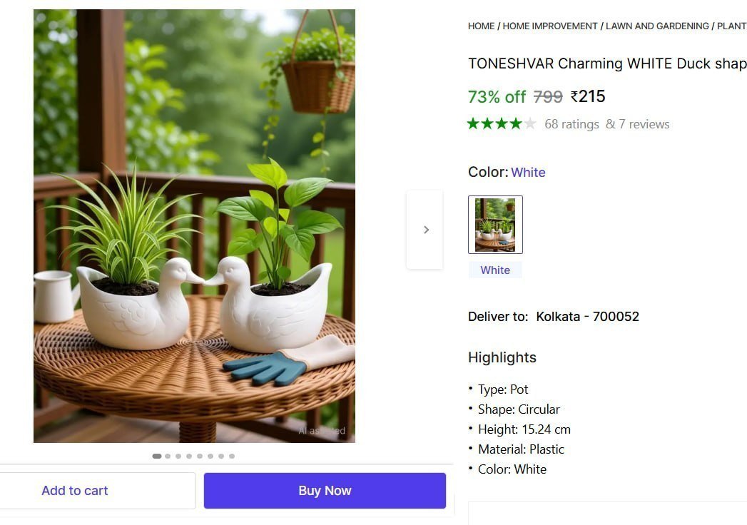 TONESHVAR Charming WHITE Duck shaped pots for plants and home decor with UV protected Plant Container Set Price in India - Buy TONESHVAR Charming WHITE Duck shaped pots for plants and home decor with 