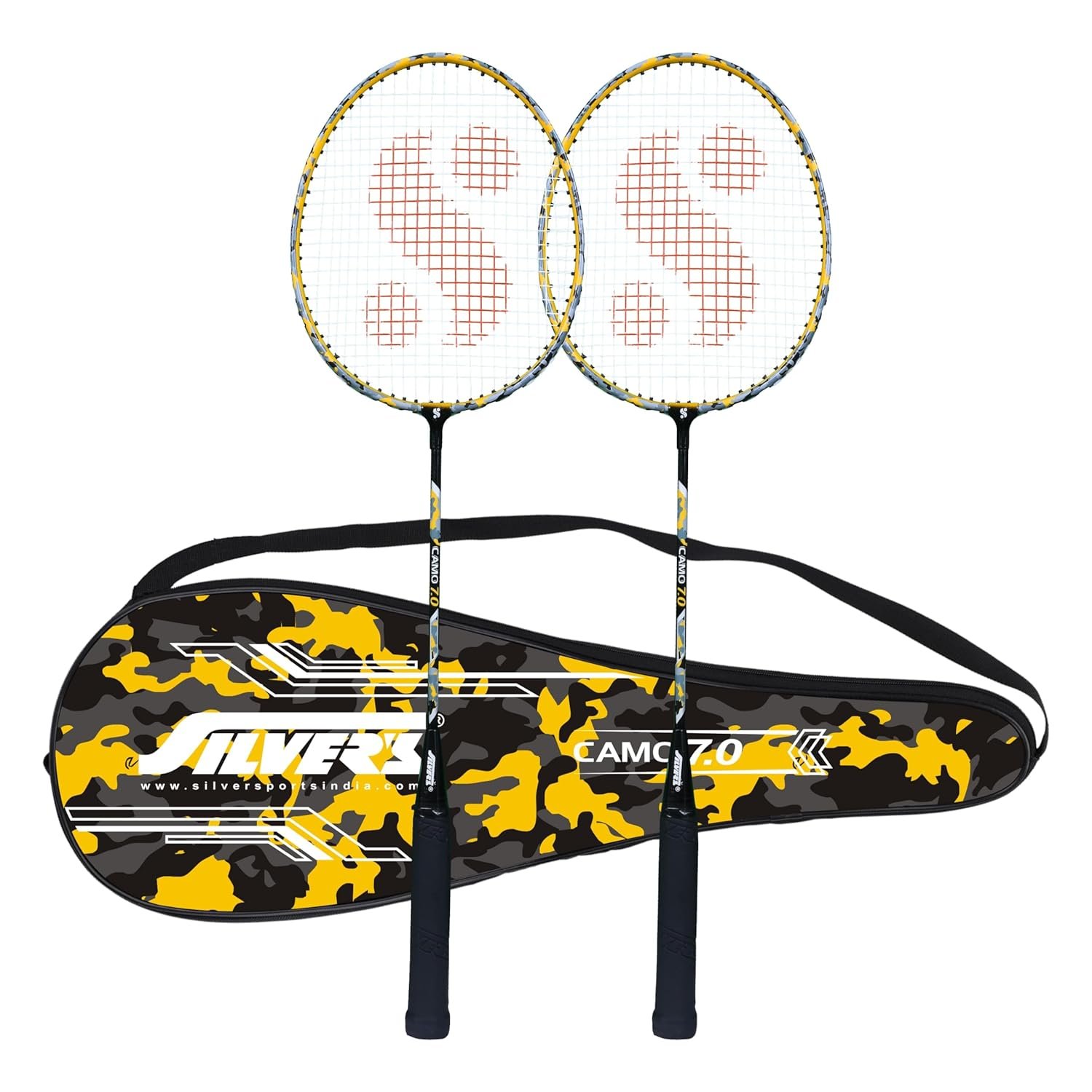 Silver's Aluminium Camo 7.0 Badminton Kit (2 Racquets with Full Cover)(Yellow/Black)