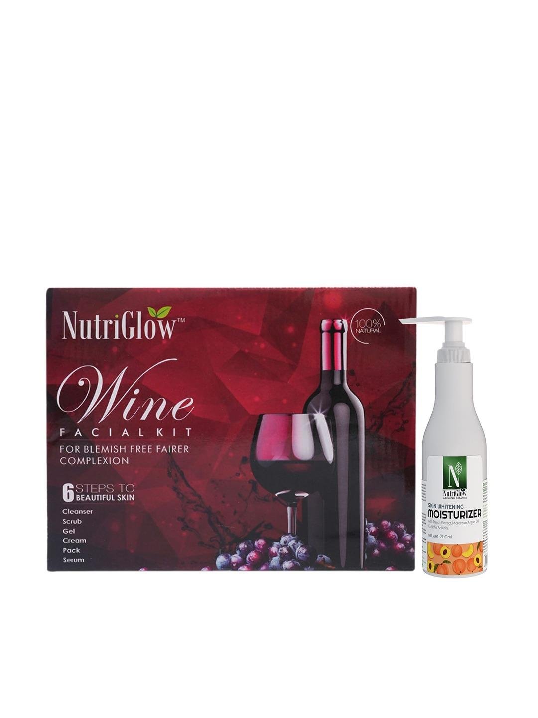Buy NutriGlow Set Of 2 Wine Facial Kit 250 G + 10 Ml & Skin Whitening Moisturizer 200 Ml -  - Personal Care for Unisex