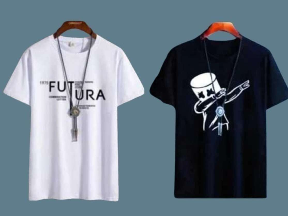 squareretails printed men black white t shirt