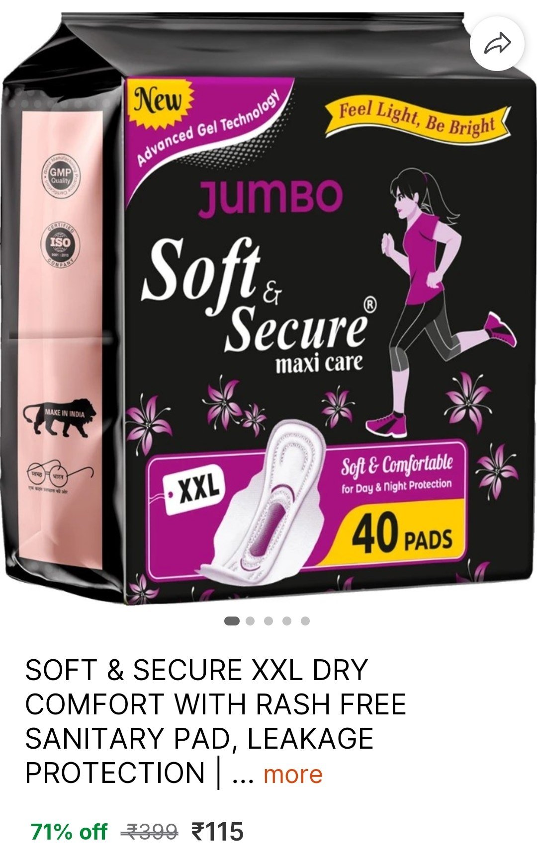 SOFT & SECURE XXL DRY COMFORT WITH RASH FREE SANITARY PAD, LEAKAGE PROTECTION | QUICK ABSORBPTION | HEAVY FLOW SANITARY PAD Sanitary Pad Price in India - Buy SOFT & SECURE XXL DRY COMFORT WITH