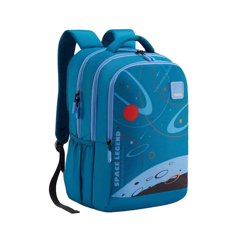 American Tourister Quad 3.0 Style 02, Large 3 Compartment Backpack, 33.5L with Spacious Interiors Bags For School, Office, College, Gift For Men & Women - Space Blue