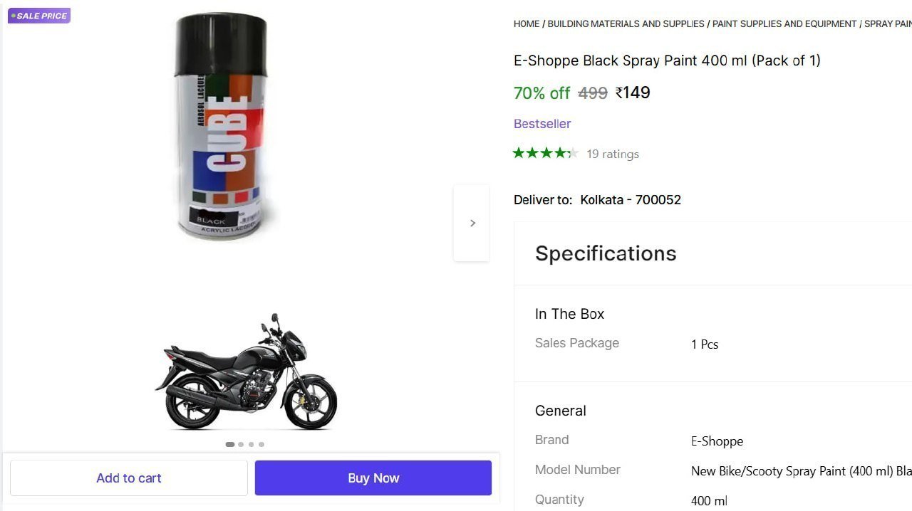 E-Shoppe Black Spray Paint 400 ml Price in India - Buy E-Shoppe Black Spray Paint 400 ml online at Shopsy.in