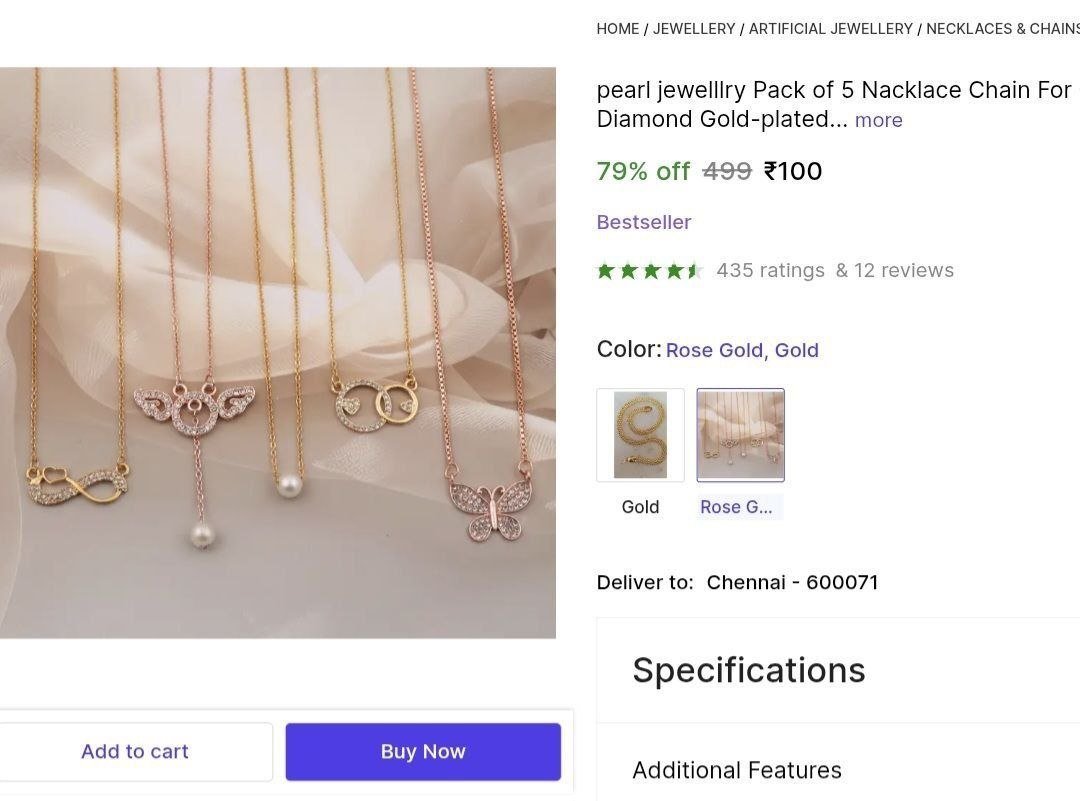 pearl jewelllry Pack of 5 Nacklace Chain For Girls And Women Diamond Gold-plated Plated Brass Necklace Price in India - Buy pearl jewelllry Pack of 5 Nacklace Chain For Girls And Women Diamond Gold-pl