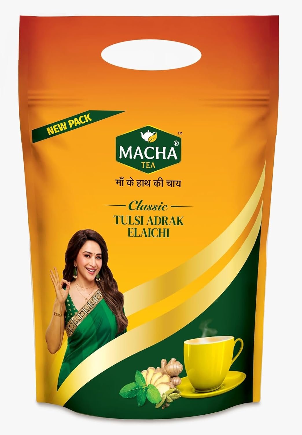 Macha Tulsi Adrak Elaichi Herbal Tea | Assam Tea Blend with Ayurvedic Benefits | Supports Immunity & Digestion | Natural & Preservative Free | 800g Pack