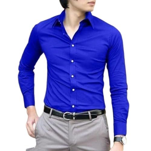 for Men Cotton Blend Full Sleeve Solid Spread Collar_No Pocket Casual Wear_Shirt