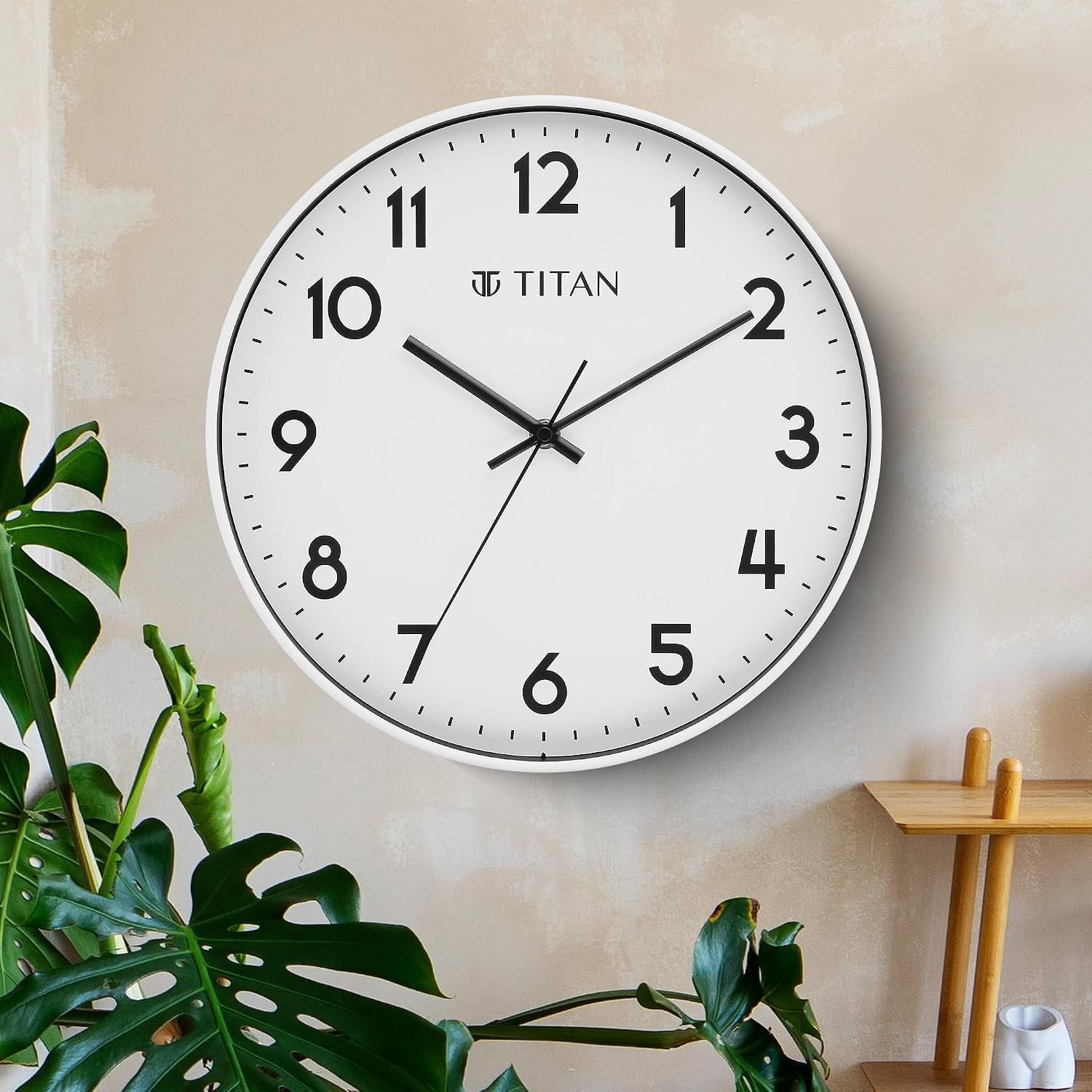 Titan Essence Classic Wall Clock with White Dial & Case, Silent Sweep, Model W0094PA01 | 30 cm x 30 cm
