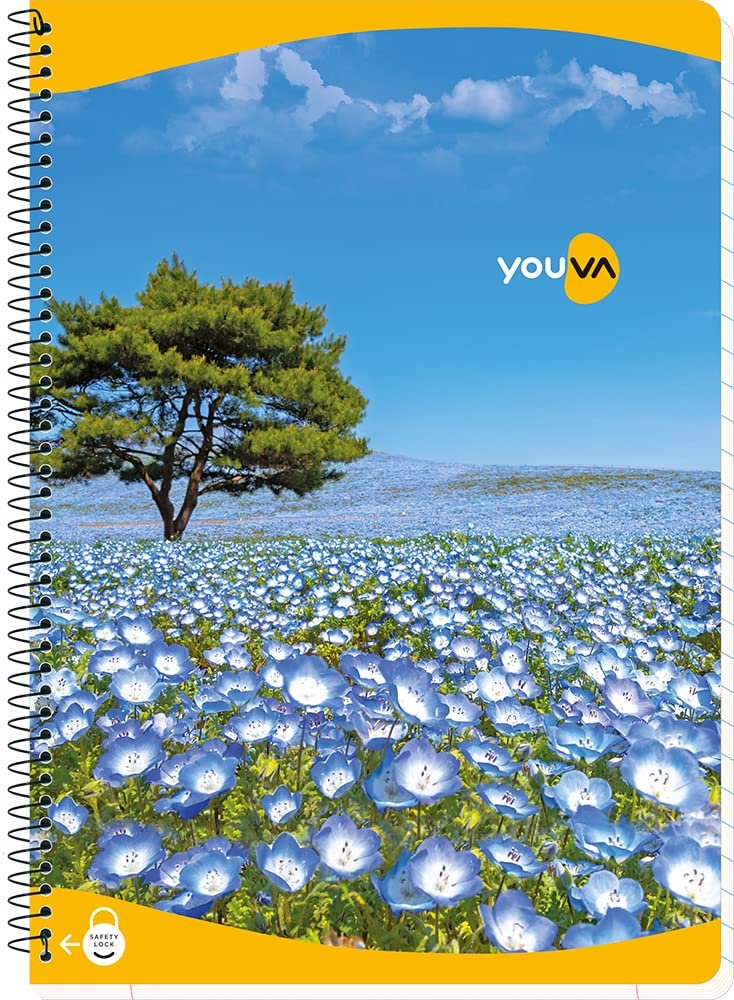 YOUVA Navneet Spiral Long Book For Students And Executives | Spiral Bound With Safety Lock | A4 Size - 21 X 29.7 Cm | Single Line | 300 Pages | Pack Of 1