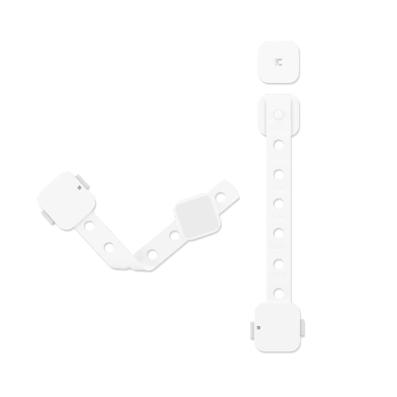 Amazon Brand - Supples Babyproofing Safety Locks, Dual-Button, Smart-Release Design, Pre-Taped, Versatile, Stylish (Pack of 4, White)