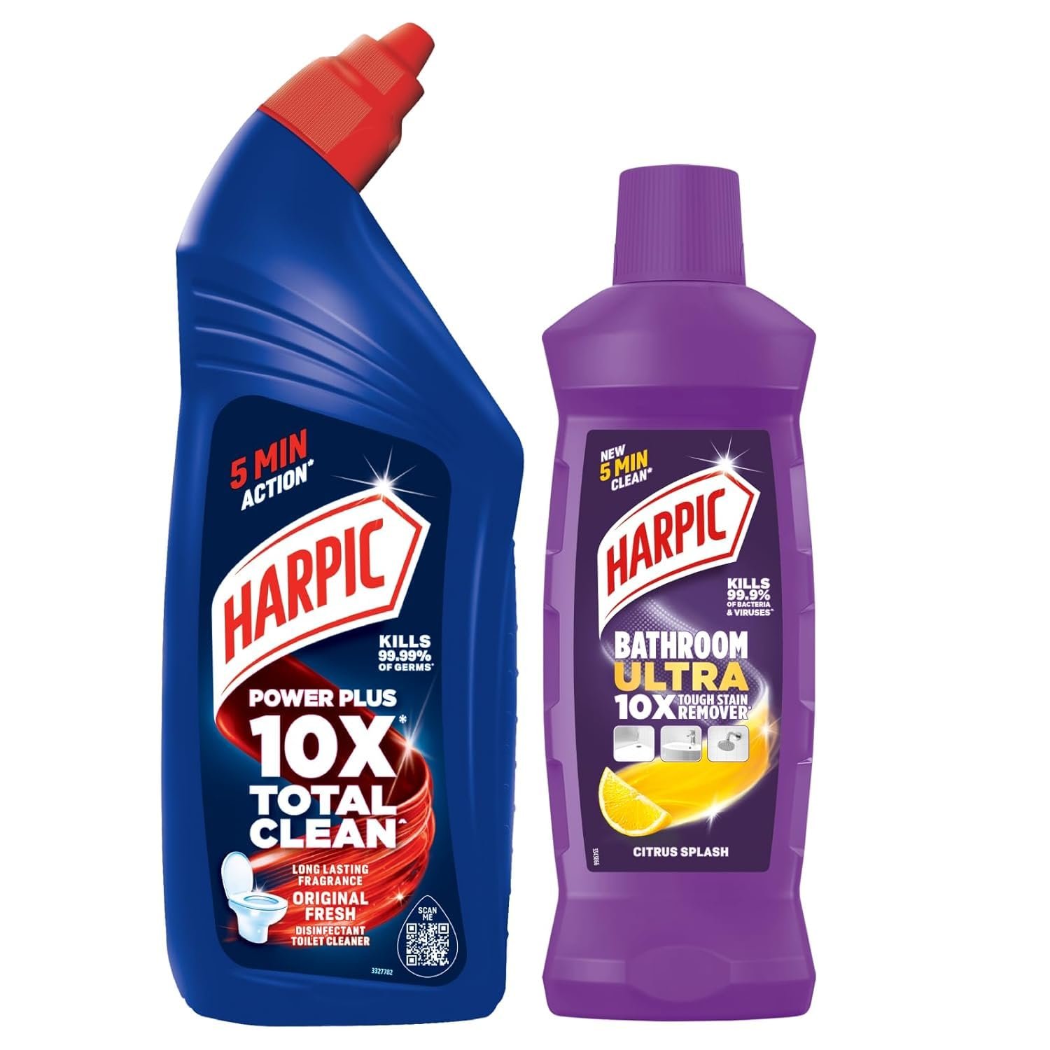 Harpic Toilet Cleaner, Original 1L + Harpic Ultra Bathroom Cleaner, Citrus 500ml (combo pack)