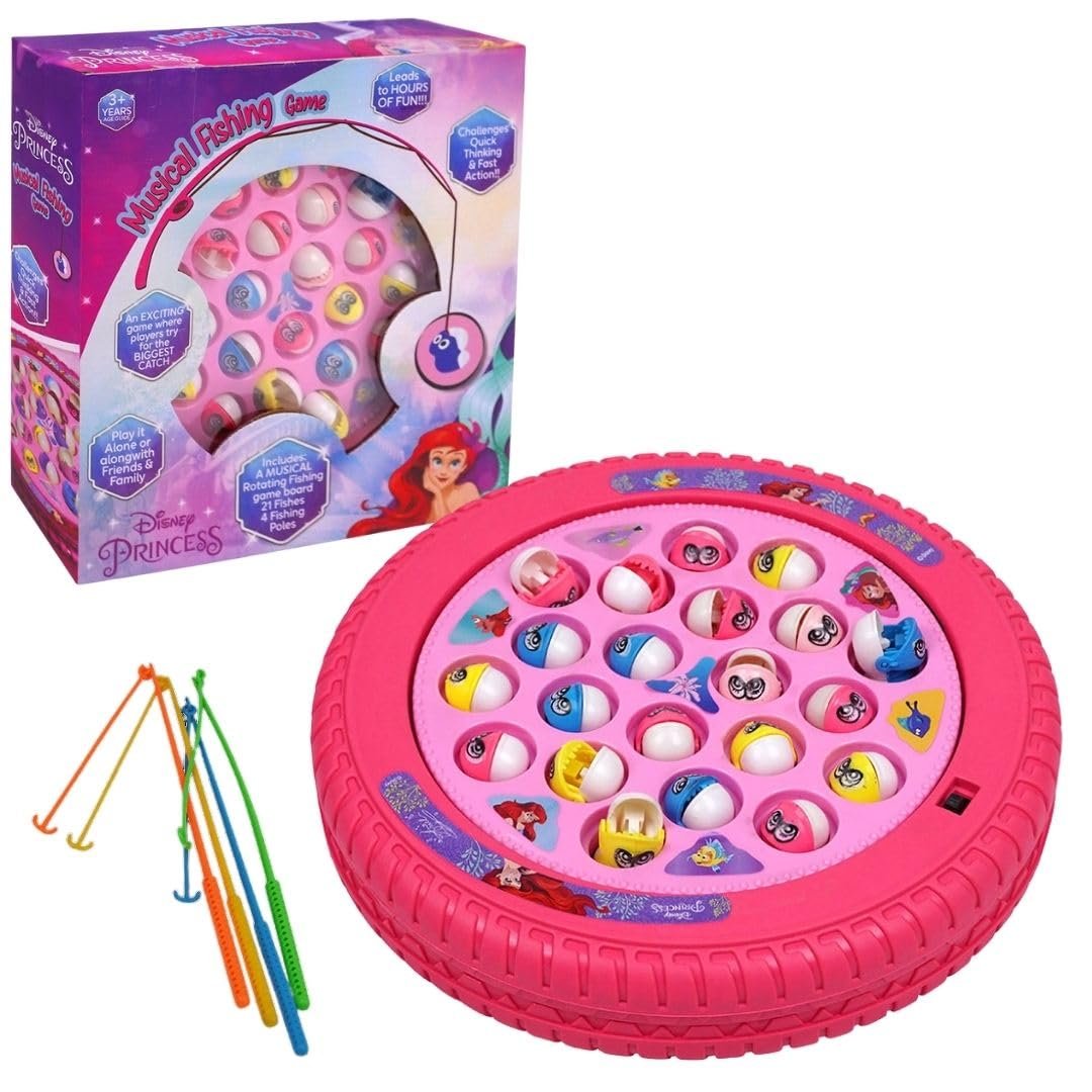 PlayMagic Play Set Princess Magnetic Toys | Rotating Board with Music,Includes 45 Fish and 4 Poles,Party Toys | Interactive & Educational Toy for Kids Age 3+