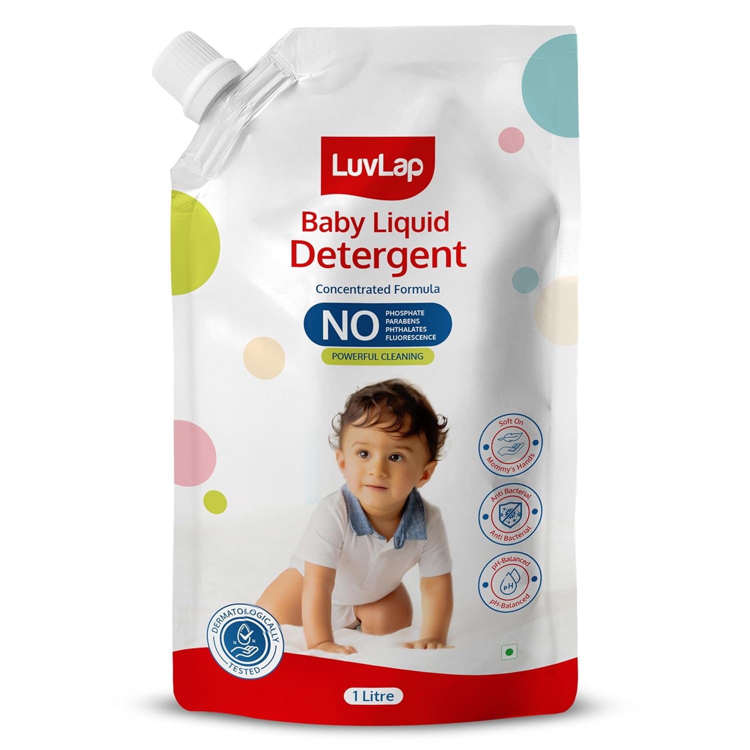 LuvLap Baby Laundry Detergent Refill pack- 1000ml, pH Balanced, No harsh chemicals, Safe for mommy's hands & baby's skin, Anti-Bacterial, Softens clothes & Removes Stains, Dermatologic